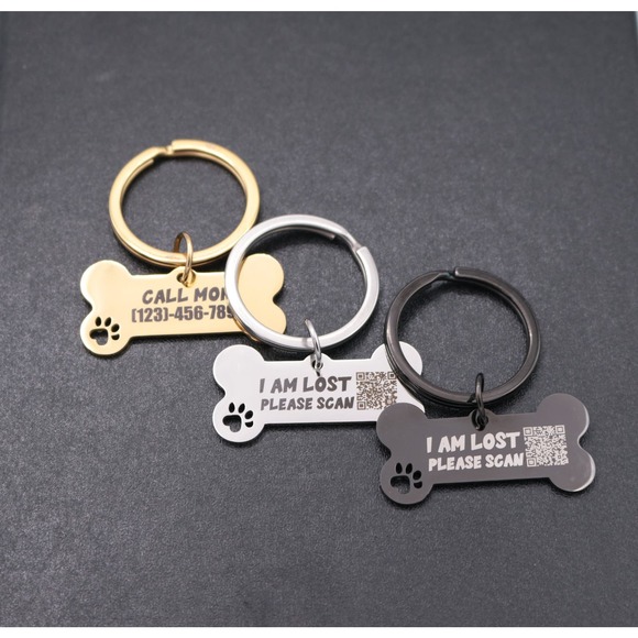 Personalized Bone Pet Tag,Engraved Pet's Name Tag and QR Code Powered By PingTag - Picture 11 of 11